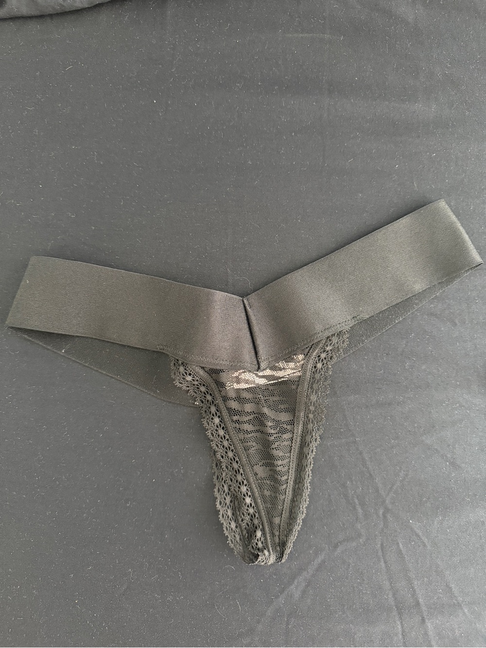 Black Lace Mesh Thong